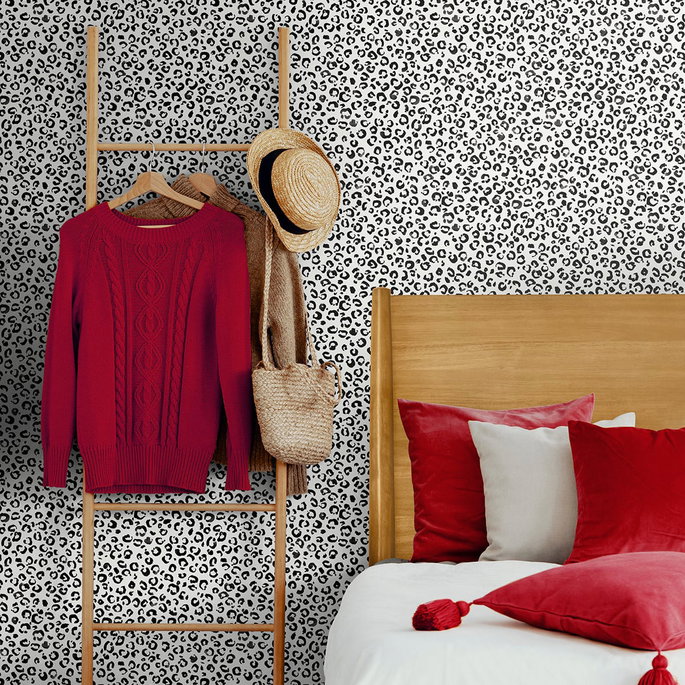 Daisy Bennett Classic Leopard Black &amp; White Peel &amp; Stick Wallpaper image 3 of 5