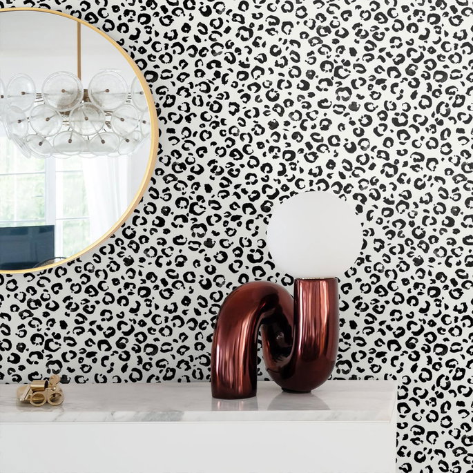 Daisy Bennett Classic Leopard Black &amp; White Peel &amp; Stick Wallpaper image 4 of 5
