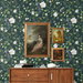 Peel &amp; Stick Chinoiserie Bird Vine Teal Wallpaper thumbnail image 2 of 5