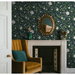 Peel &amp; Stick Chinoiserie Bird Vine Teal Wallpaper thumbnail image 3 of 5