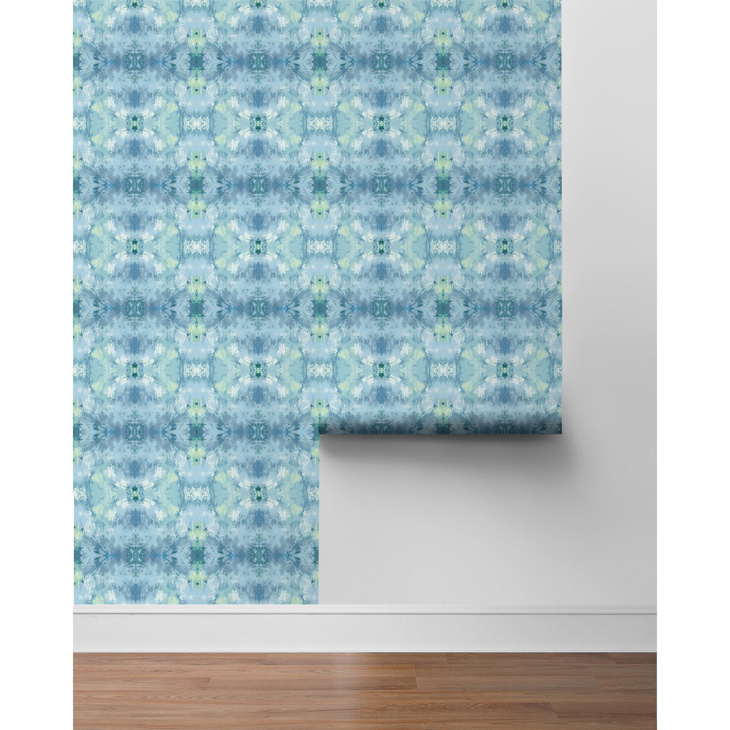 Daisy Kaleidoscope Blue Wallpaper OnlineFabricStore