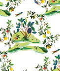 Daisy Bennett Citrus Hummingbird White Wallpaper