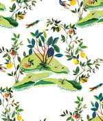 Daisy Bennett Citrus Hummingbird White Wallpaper