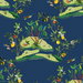 Daisy Bennett Citrus Hummingbird Navy Blue Wallpaper