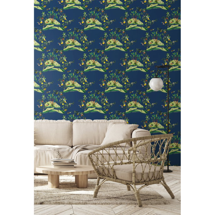 Daisy Bennett Citrus Hummingbird Navy Blue Wallpaper image 4 of 5