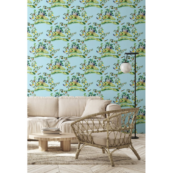 Daisy Bennett Citrus Hummingbird Sky Blue Wallpaper image 4 of 5