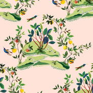 Daisy Bennett Citrus Hummingbird Blush Wallpaper