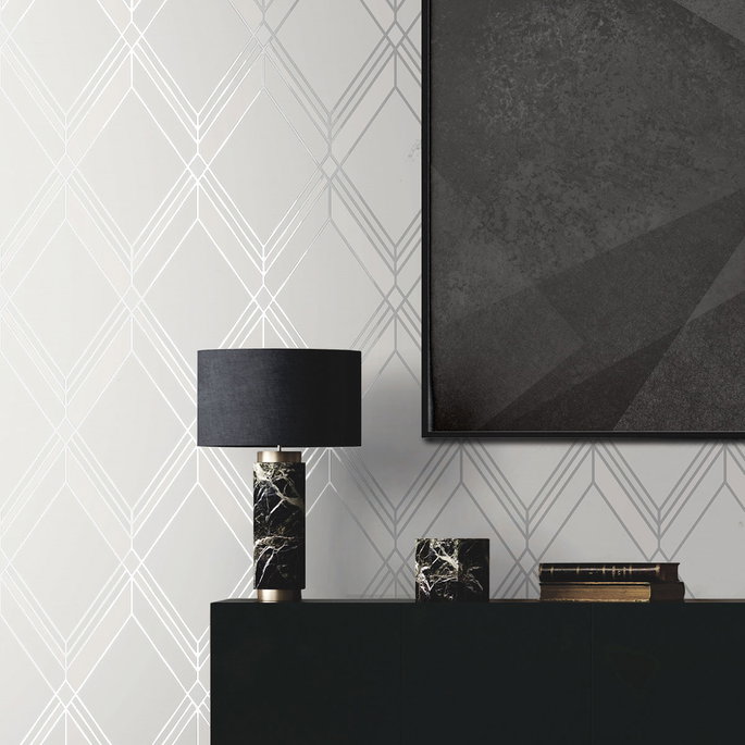 Collins &amp; Company Brooklyn Diamond Metallic Silver Wallpaper image 2 of 2