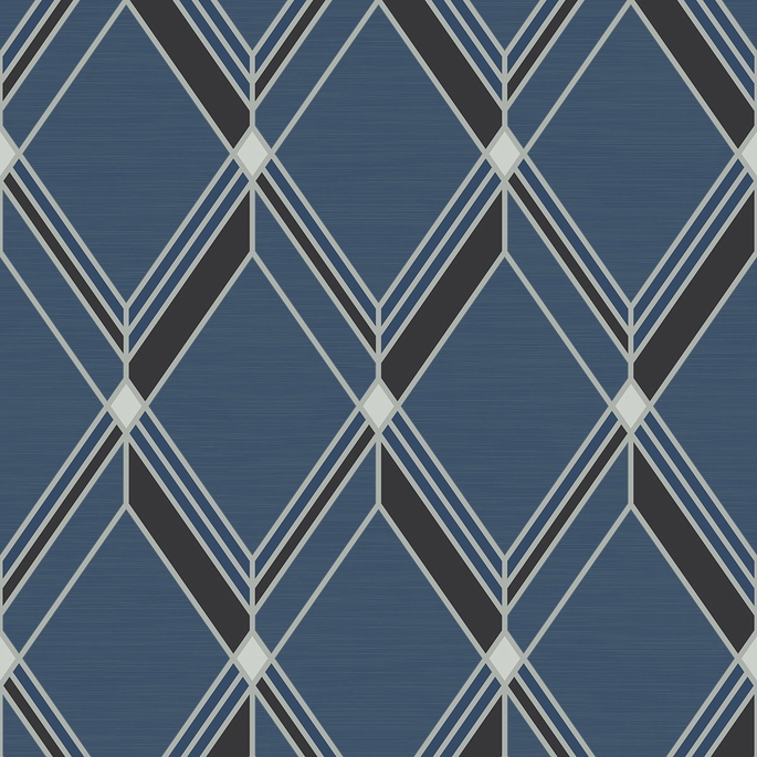 Collins &amp; Company Brooklyn Diamond Blue Wallpaper image 1 of 2