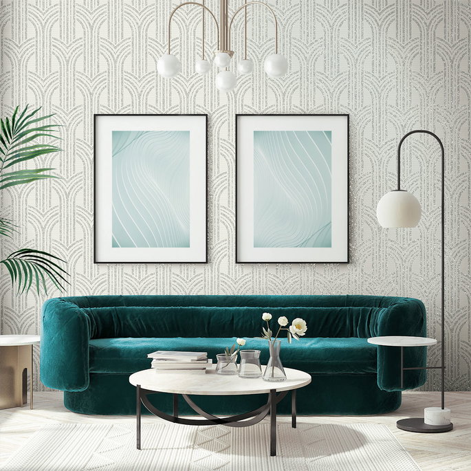 Collins &amp; Company Broadway Arches Chrome Wallpaper image 2 of 2