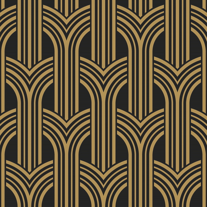 Collins &amp; Company Broadway Arches Antique Gold Wallpaper image 1 of 2