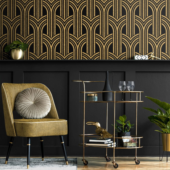 Collins &amp; Company Broadway Arches Antique Gold Wallpaper image 2 of 2