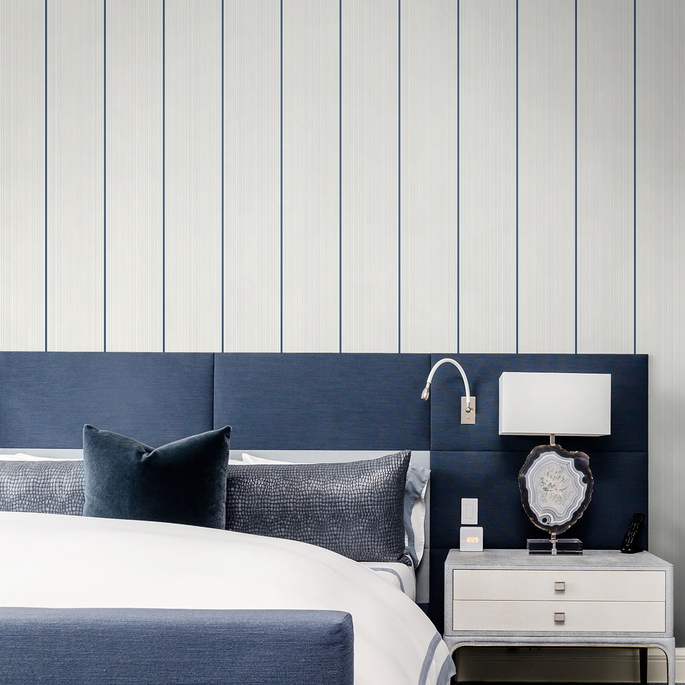 Collins &amp; Company Rockefeller Stripe Navy Wallpaper image 2 of 2