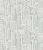 Collins & Company Manhattan Skyline Silver Sky Wallpaper