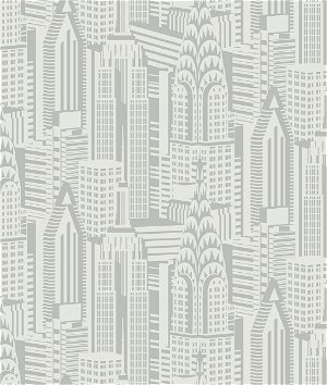 Collins & Company Manhattan Skyline Silver Sky Wallpaper