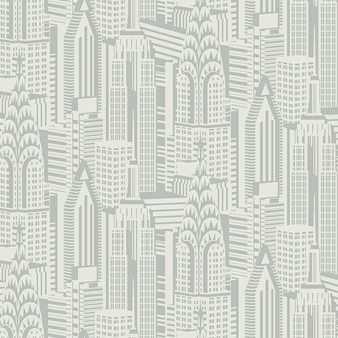 Collins &amp; Company Manhattan Skyline Silver Sky Wallpaper image 1 of 2
