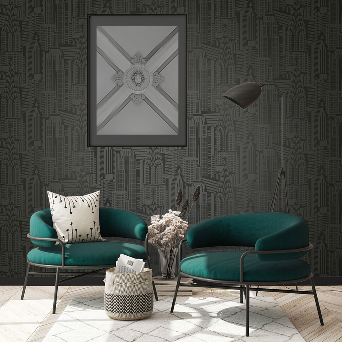 Collins &amp; Company Manhattan Skyline Midnight Wallpaper image 2 of 2