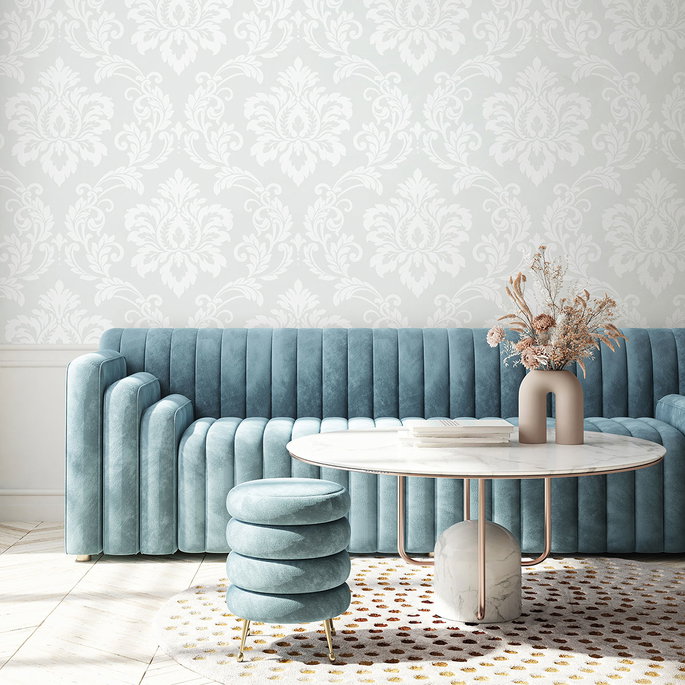 Collins &amp; Company Deco Damask Frosty Wallpaper image 2 of 2
