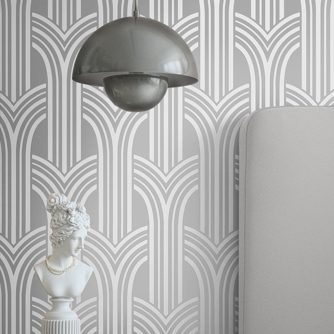 Collins &amp; Company Deco Arches Metallic Silver Wallpaper image 2 of 2
