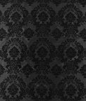 Flocked Black Damask Taffeta Fabric