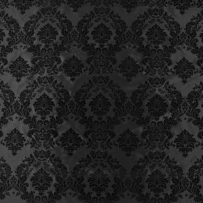 Flocked Black Damask Taffeta Fabric image 1 of 3