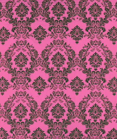 Flocked Fuchsia Damask Taffeta Fabric