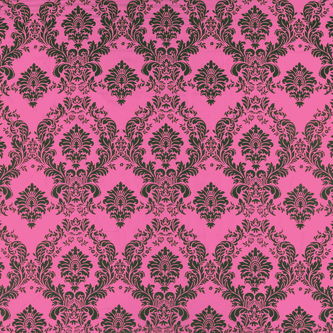 Flocked Fuchsia Damask Taffeta Fabric image 1 of 3