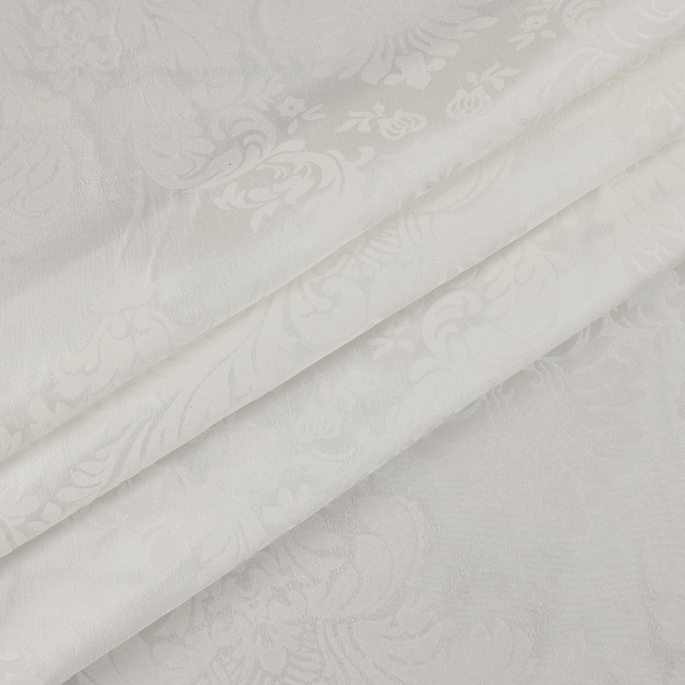 60" Damask Flocked Taffeta Ivory Fabric image 2 of 3