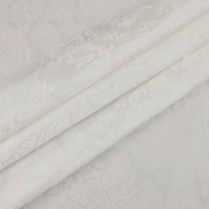 60" Damask Flocked Taffeta Ivory Fabric image 2 of 3