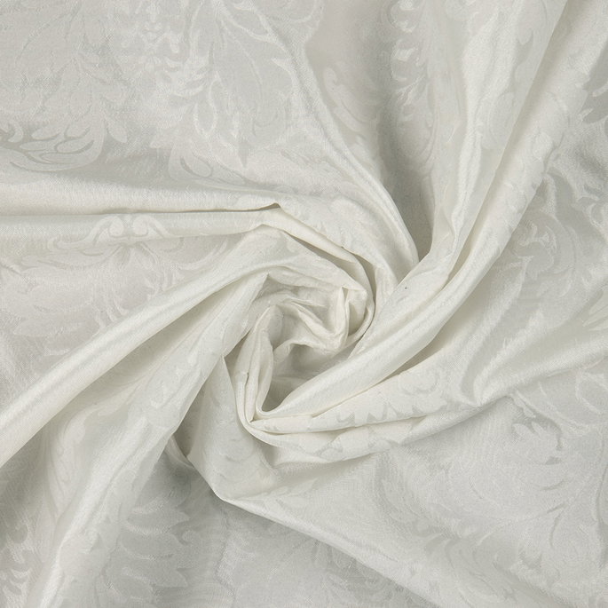 60" Damask Flocked Taffeta Ivory Fabric image 3 of 3