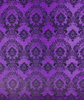 Flocked Plum Damask Taffeta Fabric