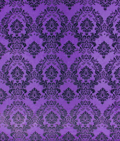 Flocked Purple Damask Taffeta Fabric