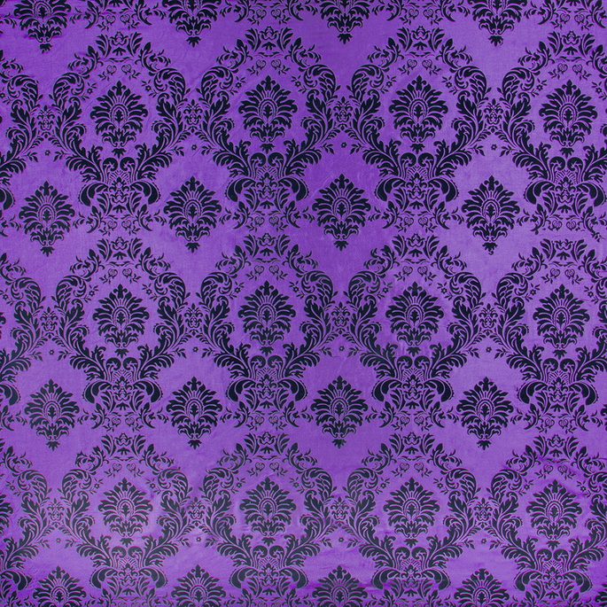 Flocked Purple Damask Taffeta Fabric image 1 of 3