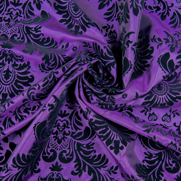 Flocked Purple Damask Taffeta Fabric image 3 of 3