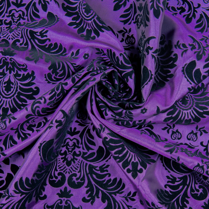 Flocked Purple Damask Taffeta Fabric image 3 of 3