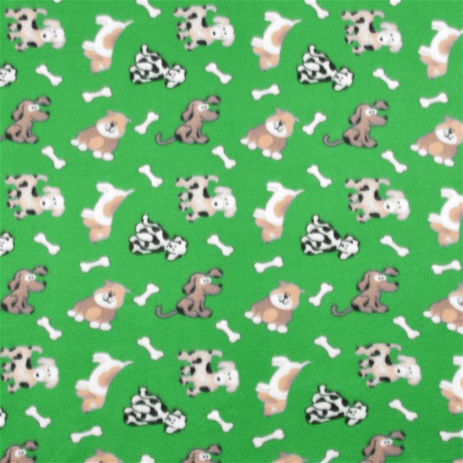 Green Dog Bone Fleece Fabric