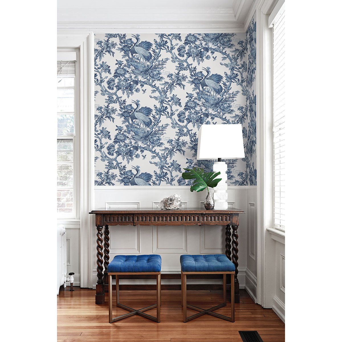 French Blue Ribbon Rosa Peel and Stick Wallpaper  Home Decor  Shop  LoveShackFancycom