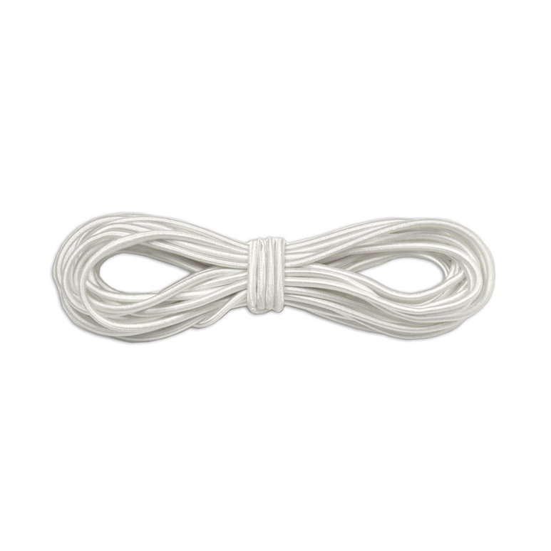 3/32" White Round Cord Elastic - 5 Yards