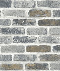 Seabrook Designs Vintage Faux Brick Steel Grey & Tan Wallpaper