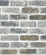 Seabrook Designs Vintage Faux Brick Steel Grey & Tan Wallpaper