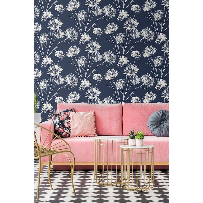 Seabrook Designs Dandelion Fields Navy Blue Wallpaper image 2 of 5