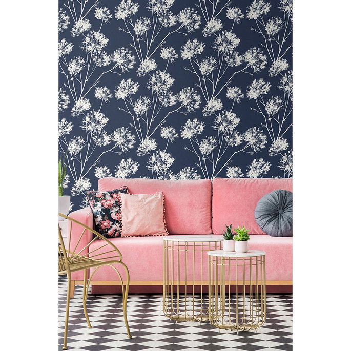 Seabrook Designs Dandelion Fields Navy Blue Wallpaper image 2 of 5