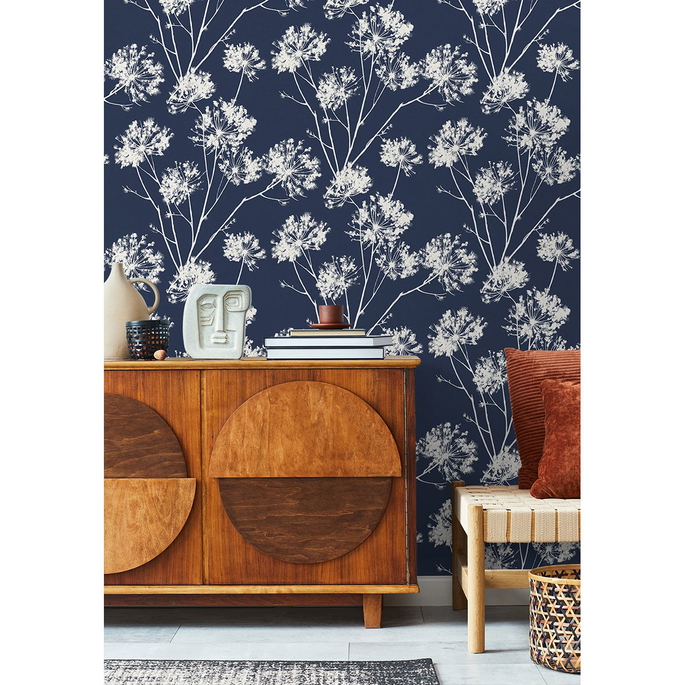 Seabrook Designs Dandelion Fields Navy Blue Wallpaper image 3 of 5
