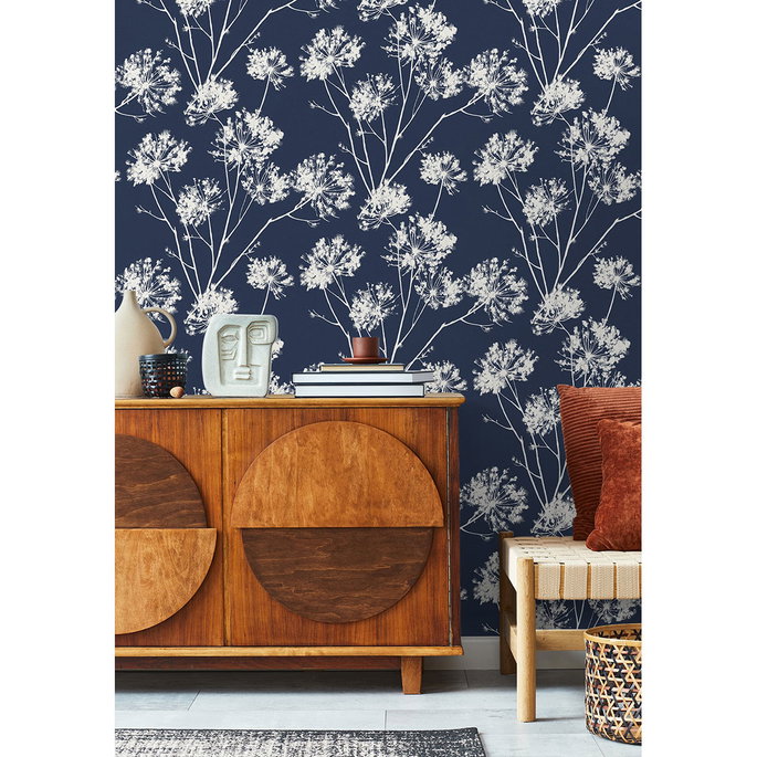 Seabrook Designs Dandelion Fields Navy Blue Wallpaper image 3 of 5