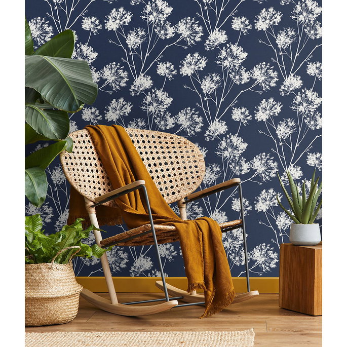Seabrook Designs Dandelion Fields Navy Blue Wallpaper image 4 of 5