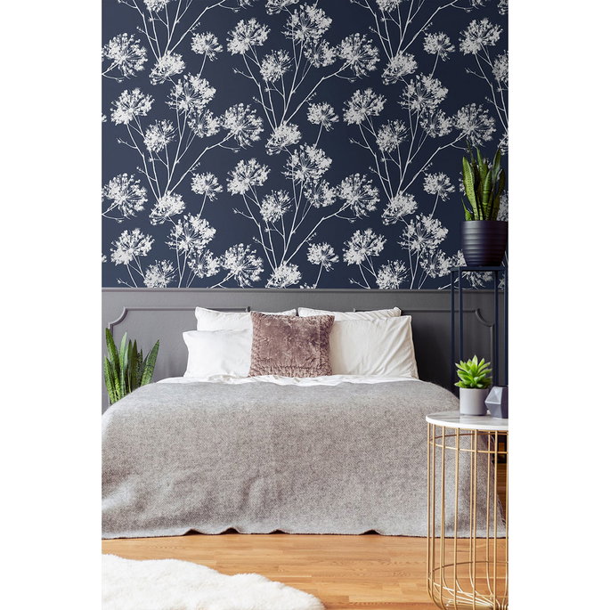 Seabrook Designs Dandelion Fields Navy Blue Wallpaper image 5 of 5