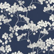 Seabrook Designs Bayberry Blossom Navy Blue Wallpaper