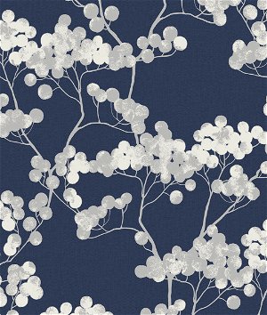 Seabrook Designs Bayberry Blossom Navy Blue Wallpaper