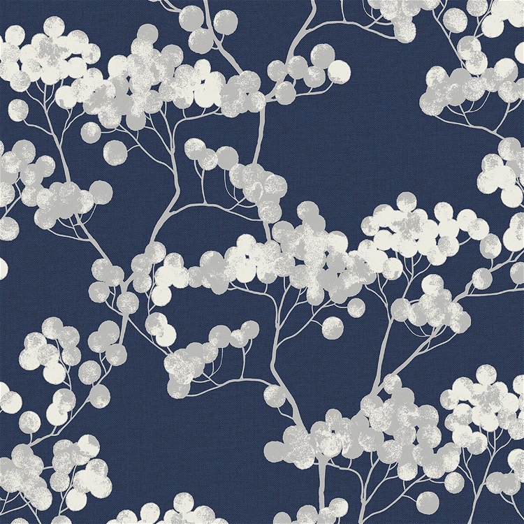 Etten Gallerie Bayberry Blossom Navy Blue Wallpaper