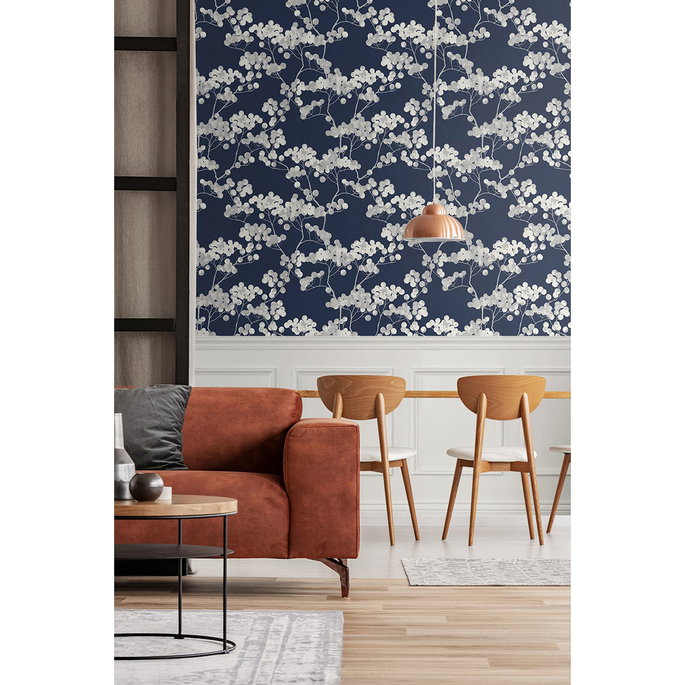 Seabrook Designs Bayberry Blossom Navy Blue Wallpaper image 3 of 5